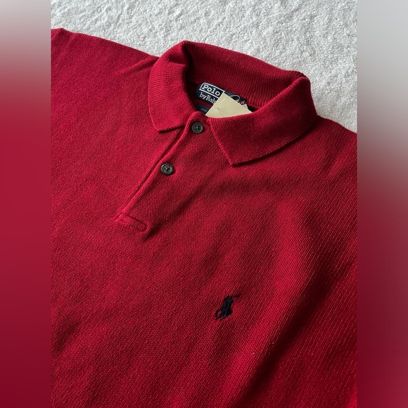 NWT 90s Vintage Mens Polo Ralph Lauren 100% Cotton Sweater, 1/4 Button Up, Sz XL - Picture 2 of 3